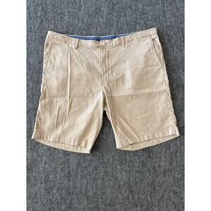 Tommy Bahama Linen Cotton Blend Men's Flat Front Khaki Chino Shorts 42x10- EUC